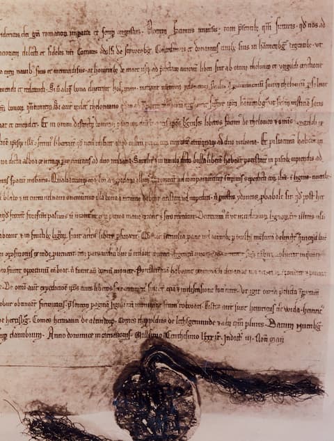 Ausschnitt aus dem Hamburgischen Freibrief von 1189